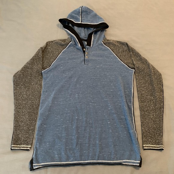 BKE Other - BKE Hoodie Mens Small‎ Blue Gray Lightweight Henley Hooded Long Sleeve Pullover